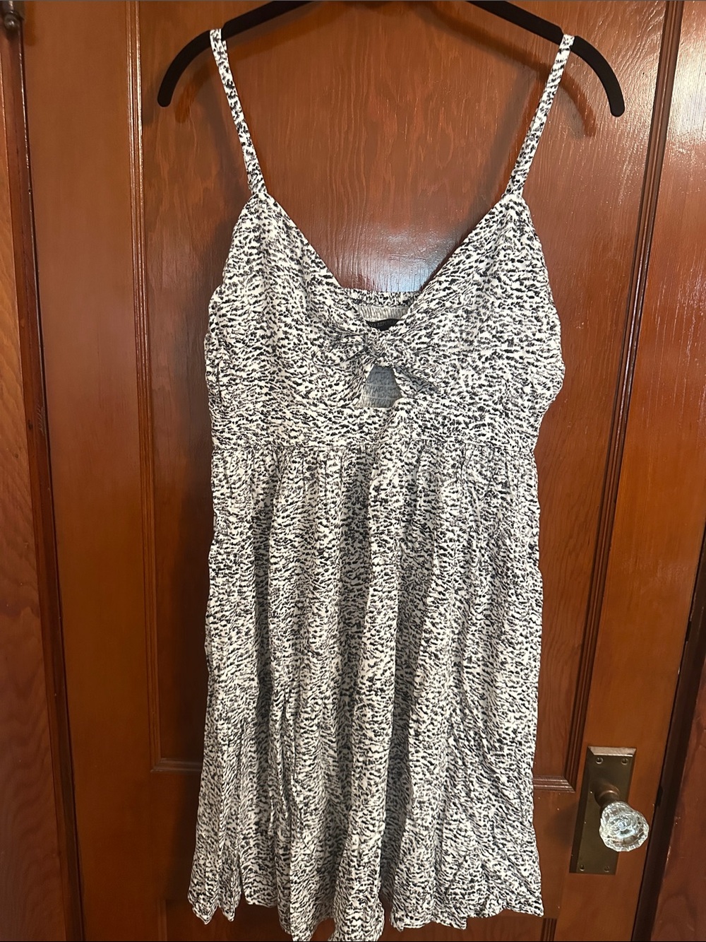 Banana Republic Factory Black & White Printed Tie-Front Mini Dress